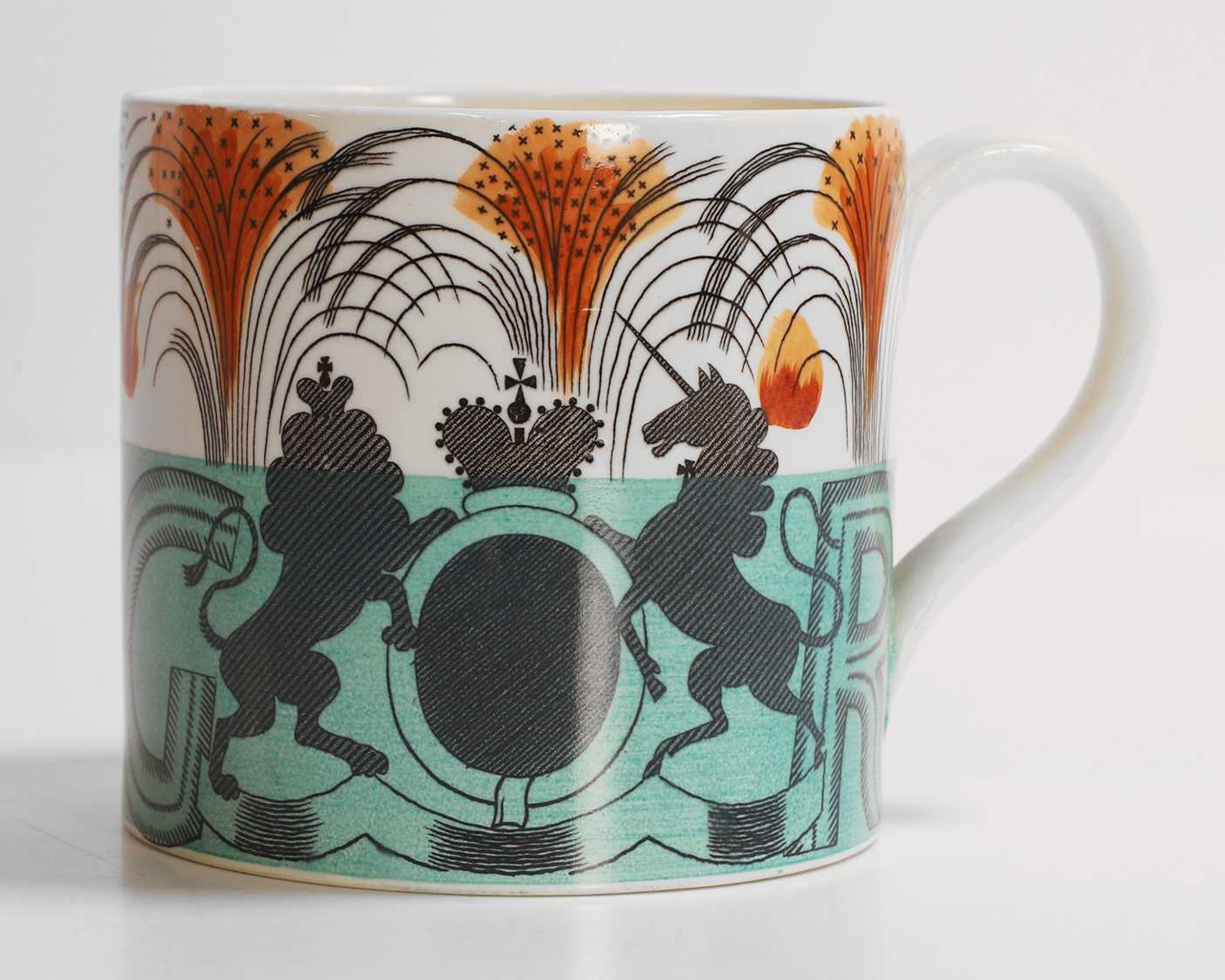 Eric Ravilious (1903-1942) for Wedgwood, a 1937 King George VI and Queen Elizabeth coronation mug (£800-1,200)